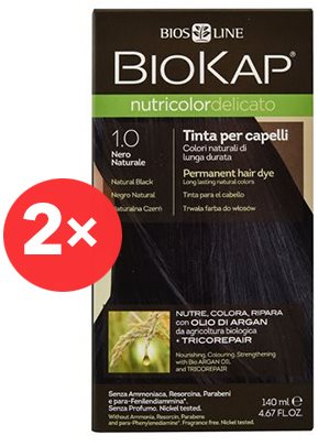 BIOKAP Nutricolor Delicato Natural Black Gentle Dye 1.00 (2× 140...