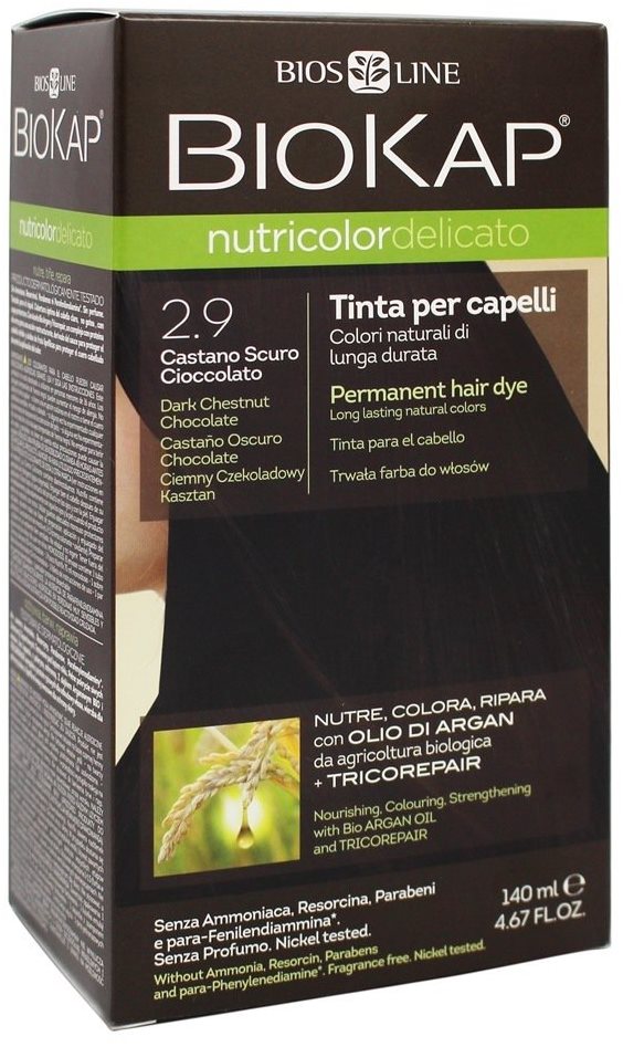 BIOKAP Nutricolor Delicato 2.90 Dark Chestnut Chocolate Gentle Dye...