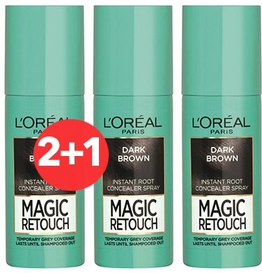 ĽORÉAL PARIS Magic Retouch 2 Dark Brown 3× 75 ml Sprej na odrasty