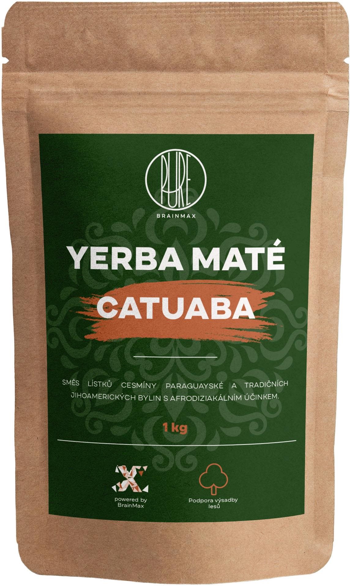 BrainMax Pure Yerba Maté, Catuaba, 1000 g Čaj