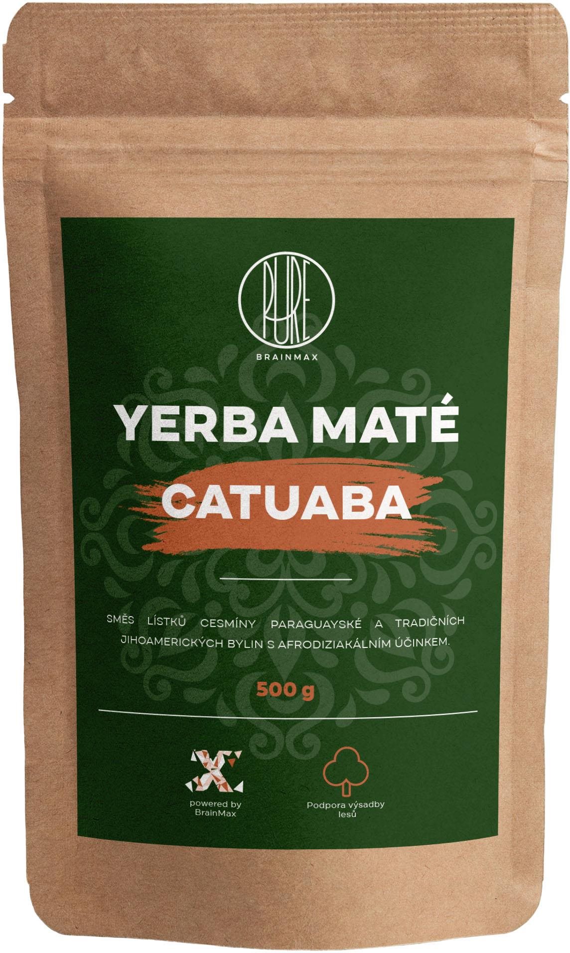 BrainMax Pure Yerba Maté, Catuaba, 500 g Čaj