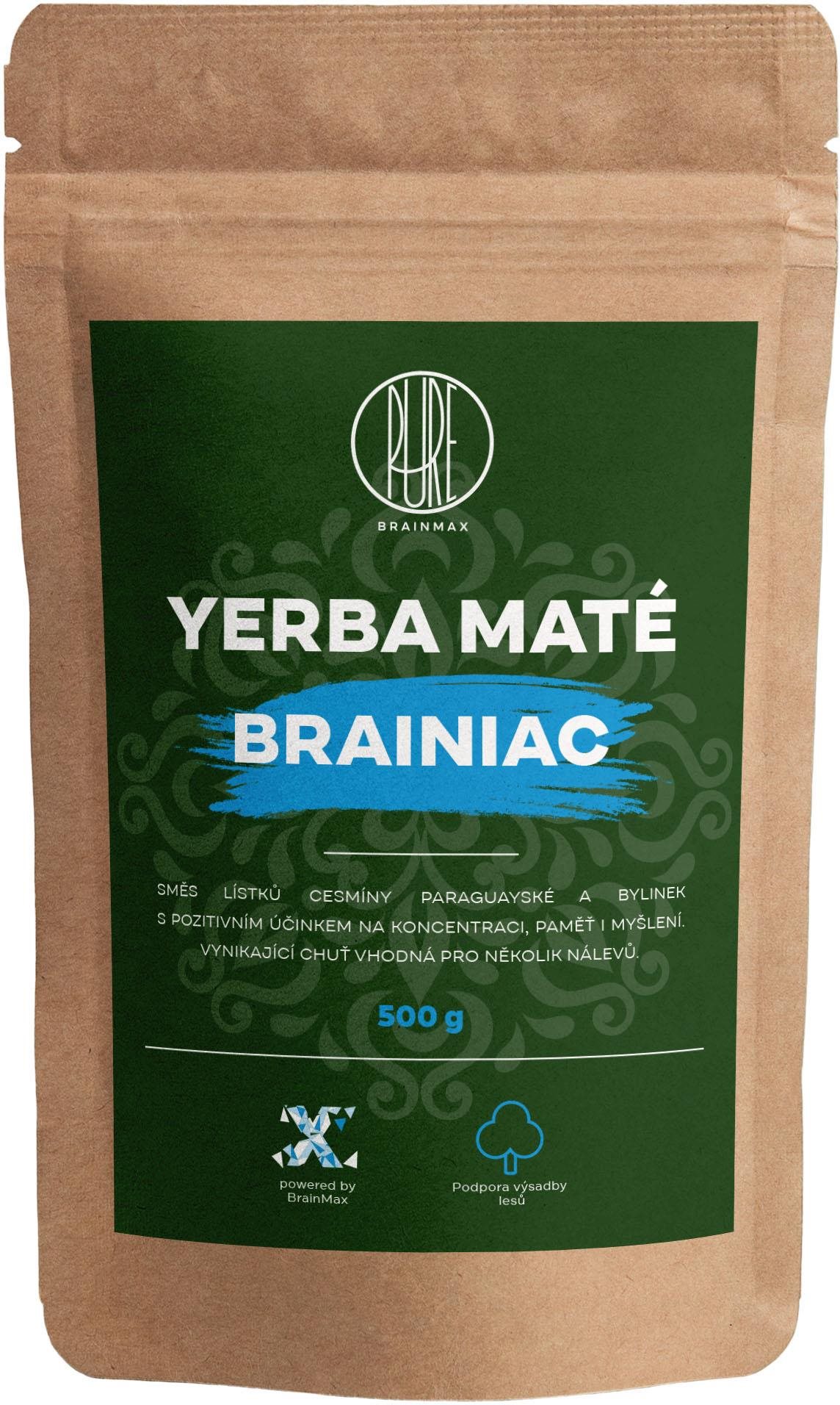BrainMax Pure Yerba Maté, Brainiac, 500 g Čaj