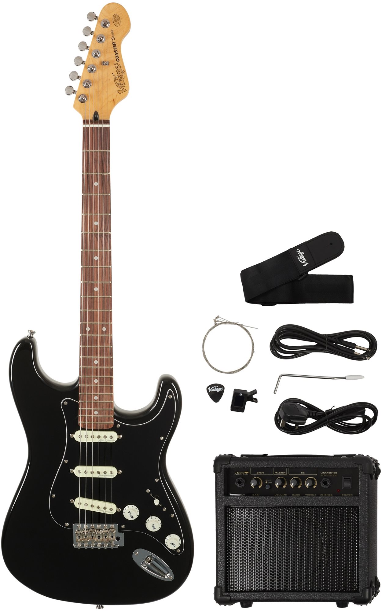 VINTAGE V60 Coaster Pack Gloss Black Elektrická gitara