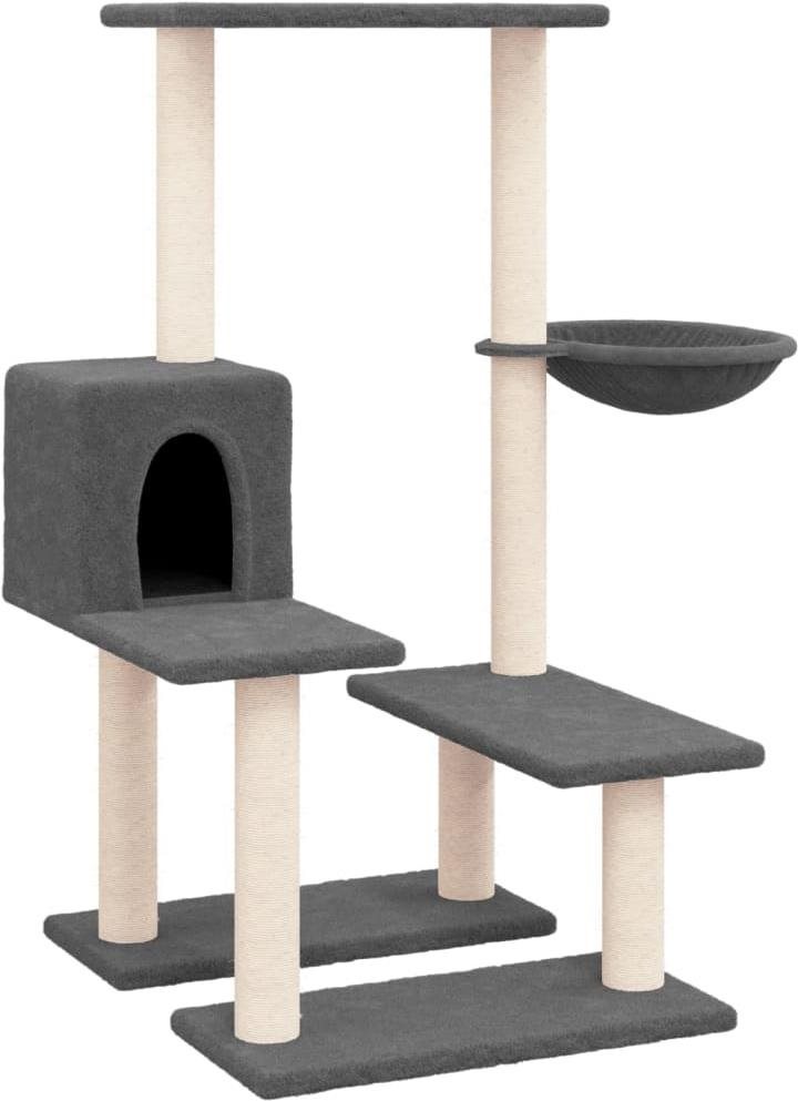 VidaXL Škrabadlo pre mačky so sisalovými stĺpikmi tmavo sivé 94,5...