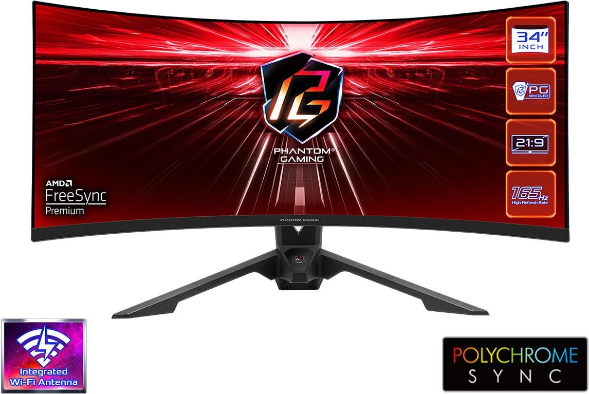 34" ASRock PG34WQ15R3A LCD Monitor