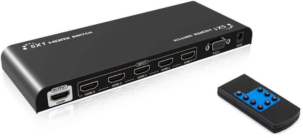 PremiumCord 4K×2K@60Hz HDMI 2.0 Switch 5:1 HDR, RS232 + távirányító...