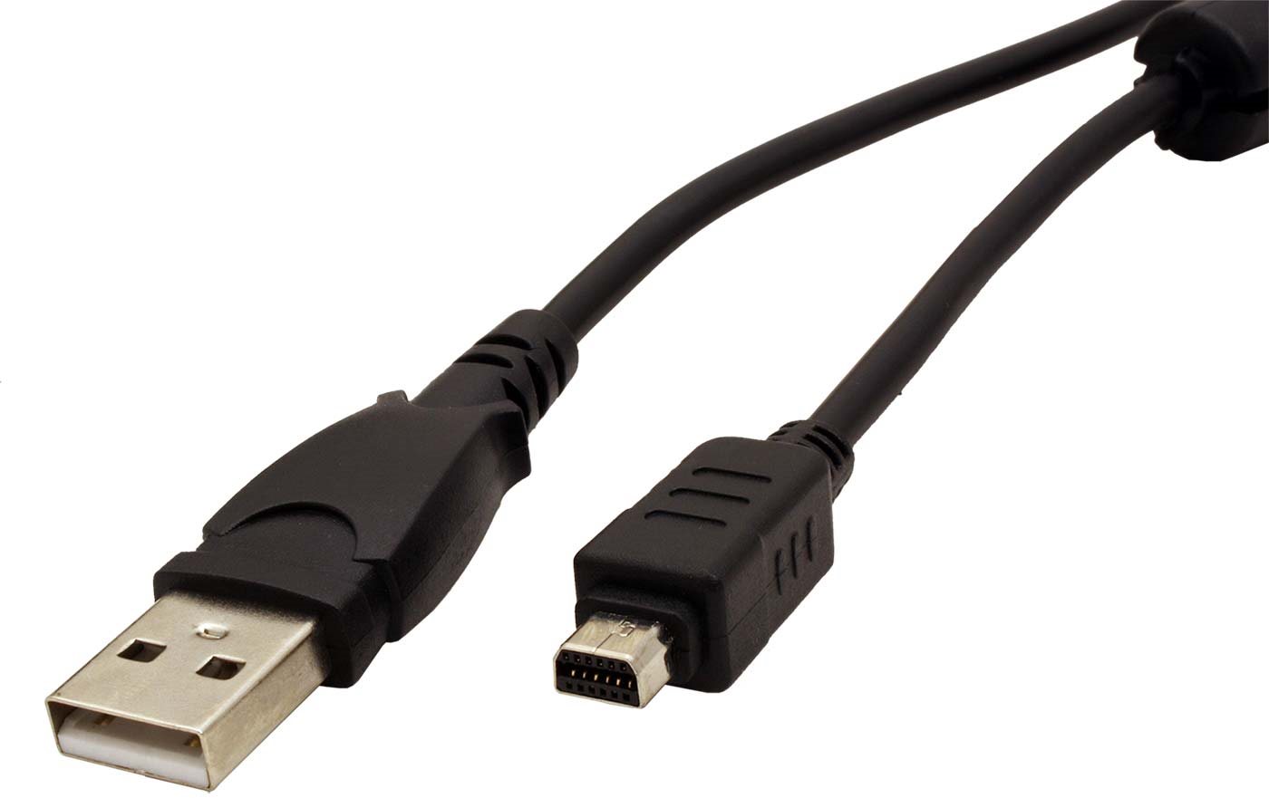 OEM USB 2.0 cable A - miniUSB OLYMPUS 12pin, 2m, Black Data Cable