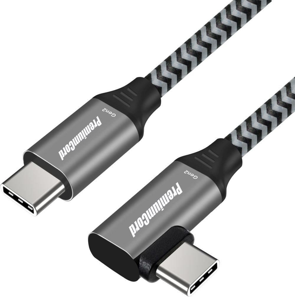 PremiumCord USB-C gebogenes Kabel (USB 3.2 GEN 2, 3 A, 60 Watt, 20...
