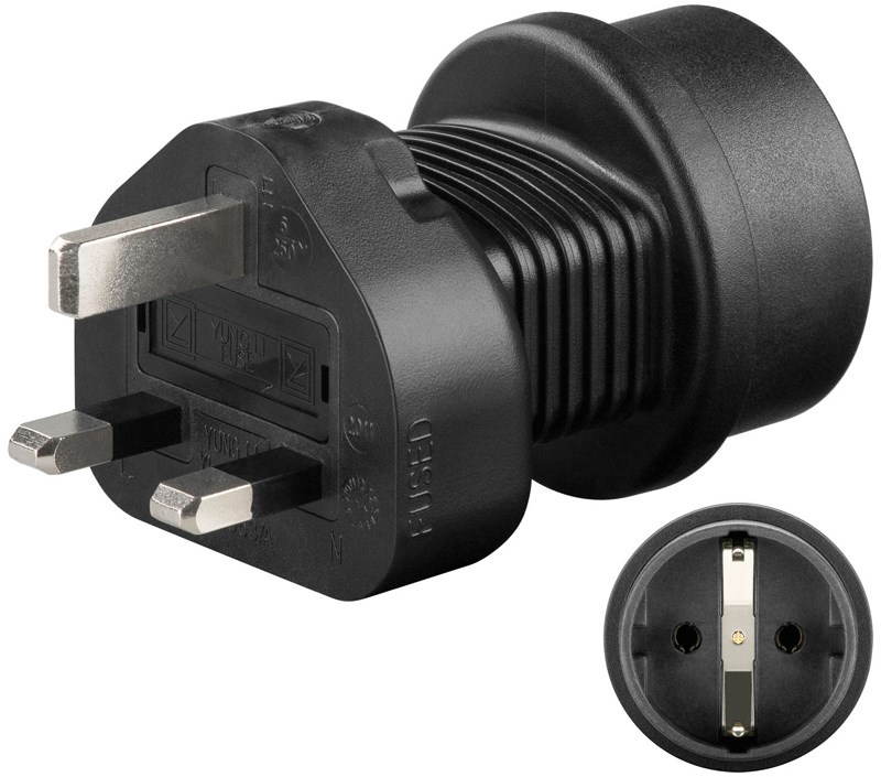 Goobay UK/EU Plug Adapter Black Travel Adapter