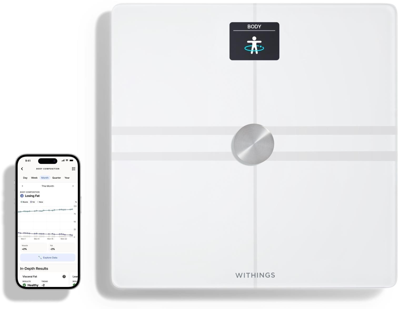 Withings Body Comp Complete Body Analysis Wi-Fi Scale - White...