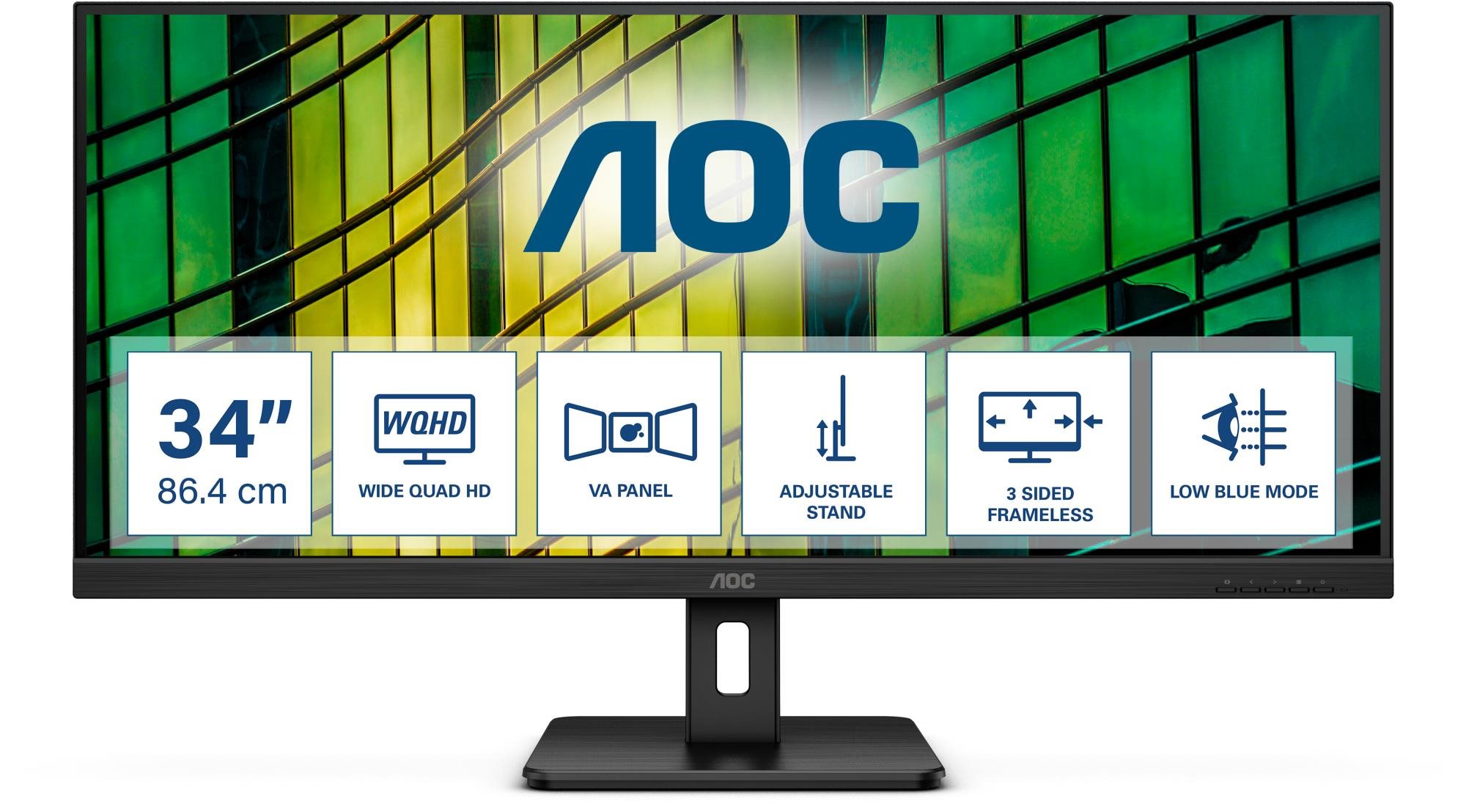 34" AOC U34E2M LCD monitor