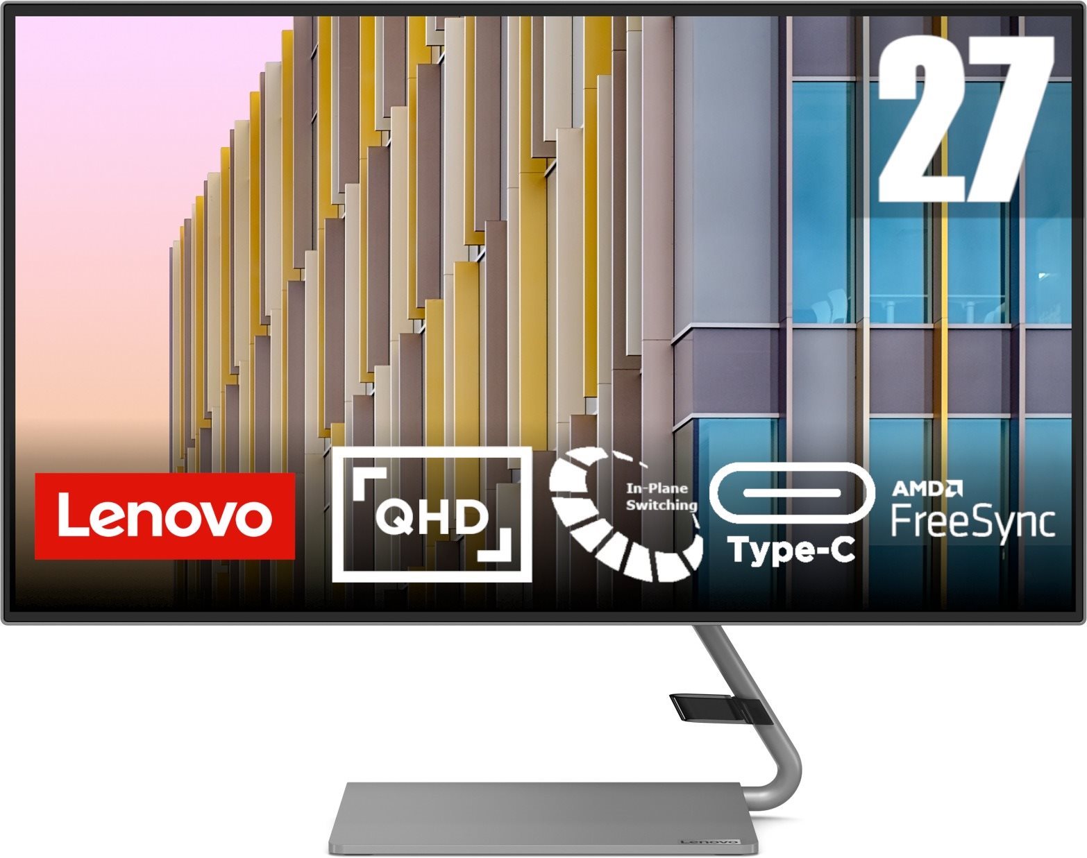 27" Lenovo Q27h-10 Grey LCD Monitor