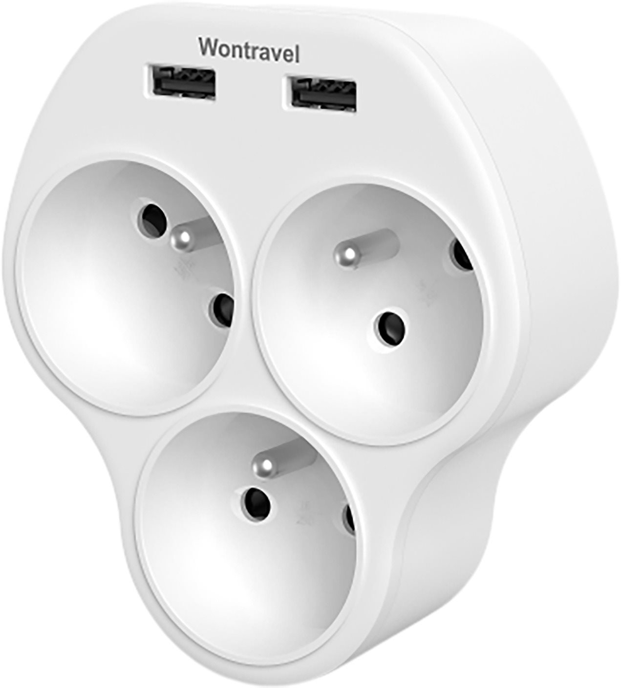 Wontravel rozdvojka 3× + 2 USB 16 A/4000 W Rozbočovač