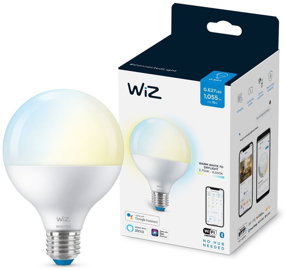 WiZ Tunable White 75 W E27 G95 LED žiarovka