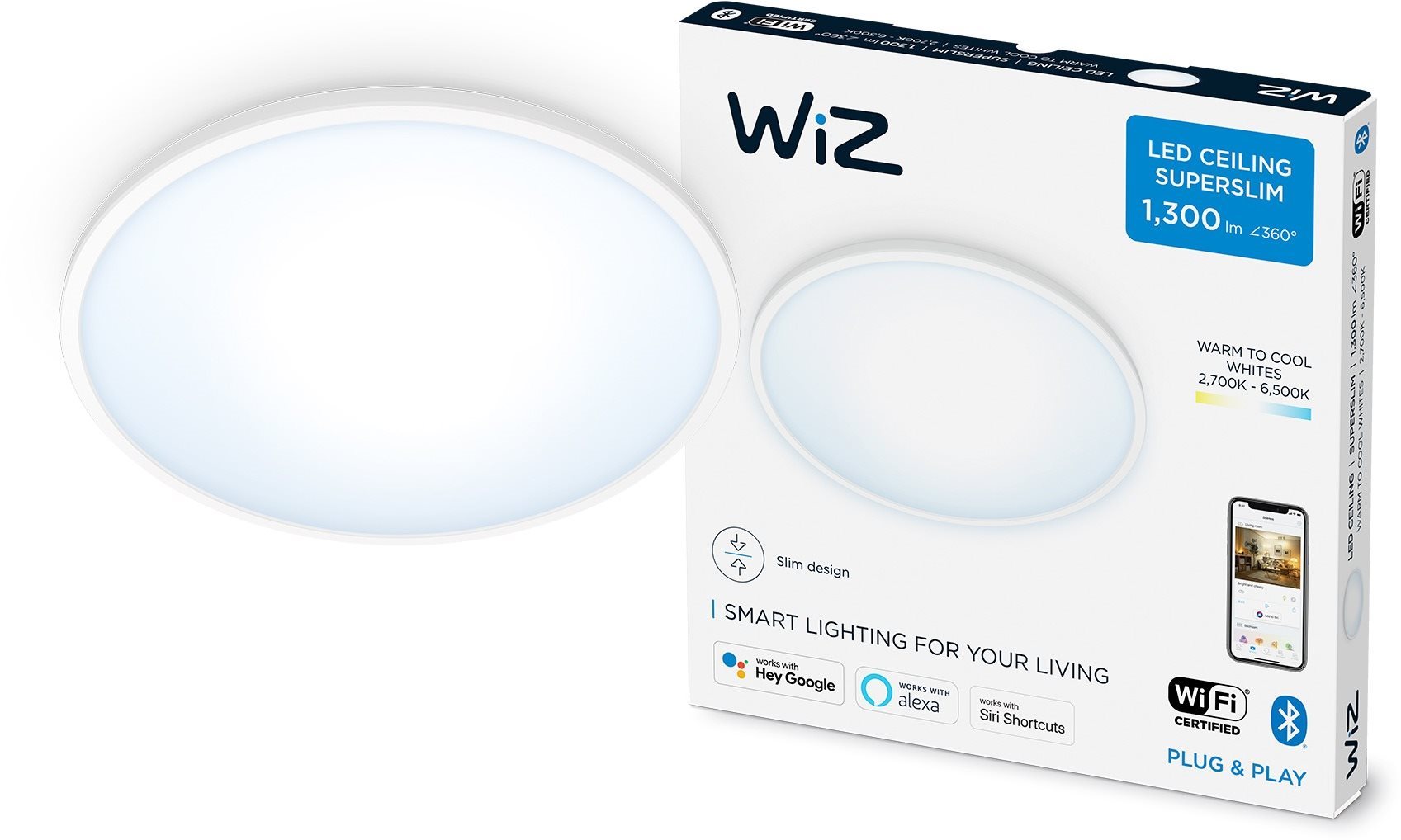 WiZ Tunable White SuperSlim 14W Deckenleuchte - weiß Deckenleuchte