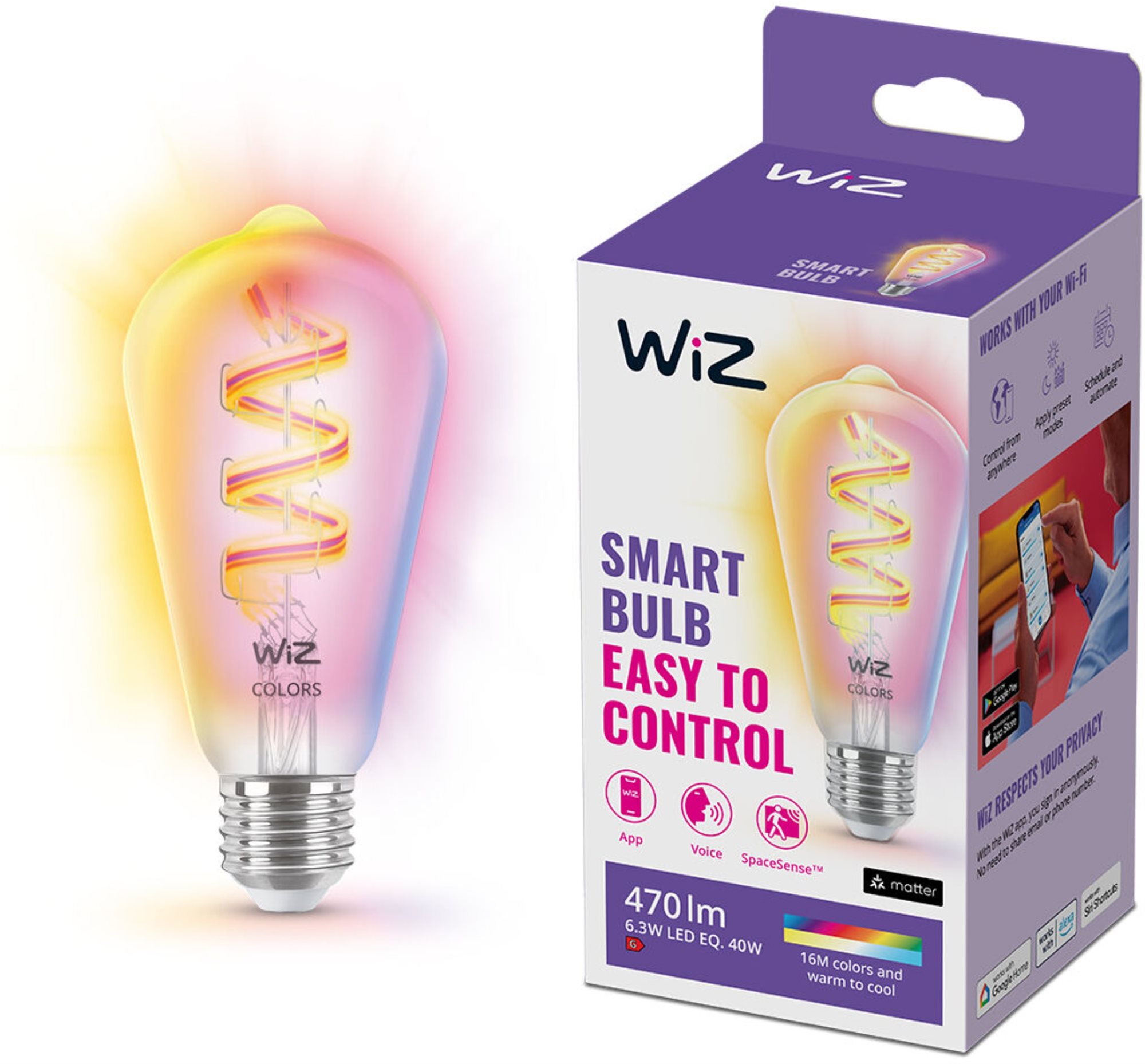 WiFi BLE ST64 E27 922-65 RGB CL 1PF/6 LED izzó