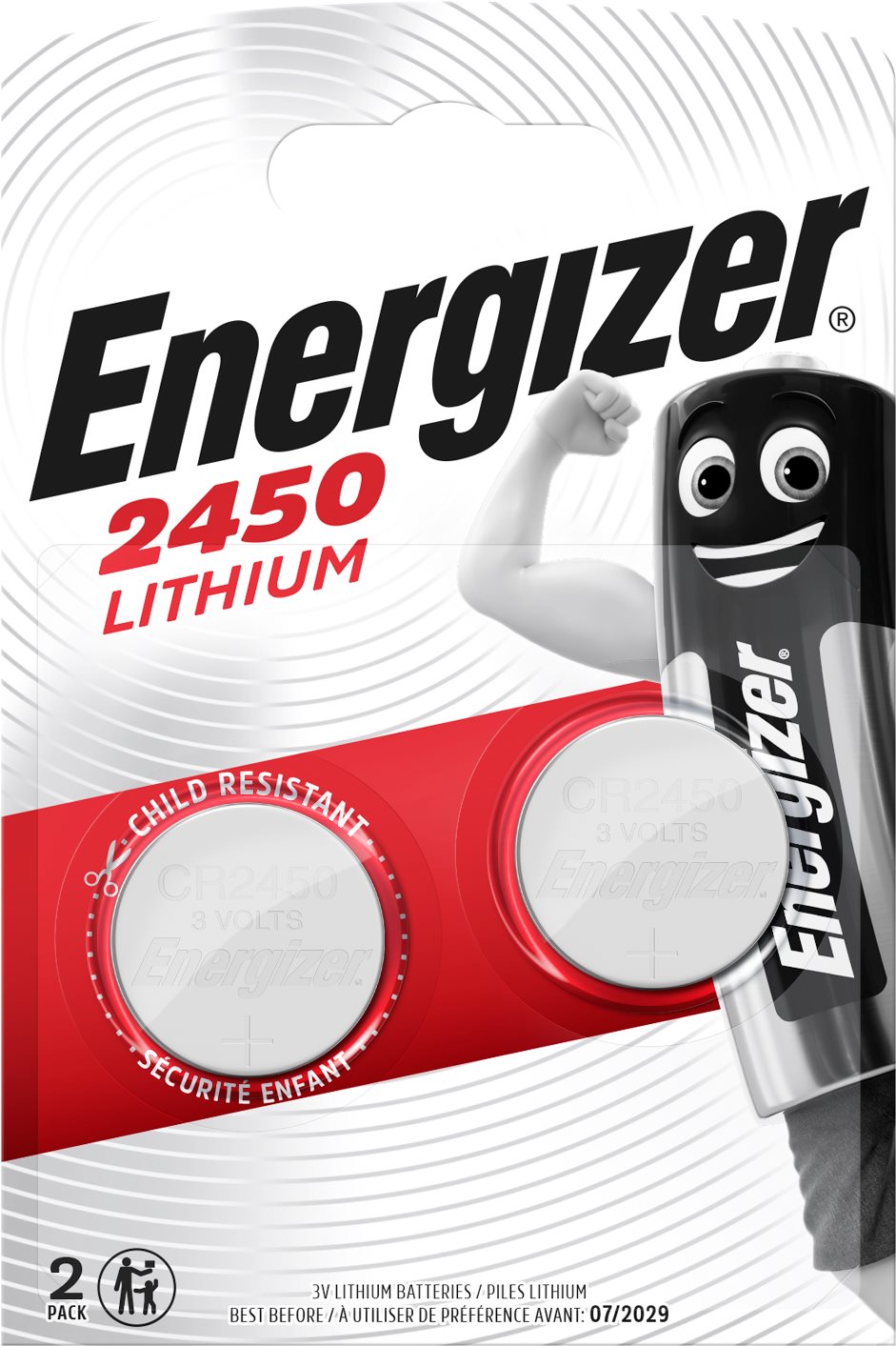 Pile bouton lithium Energizer CR2450 2 pieces Pile bouton