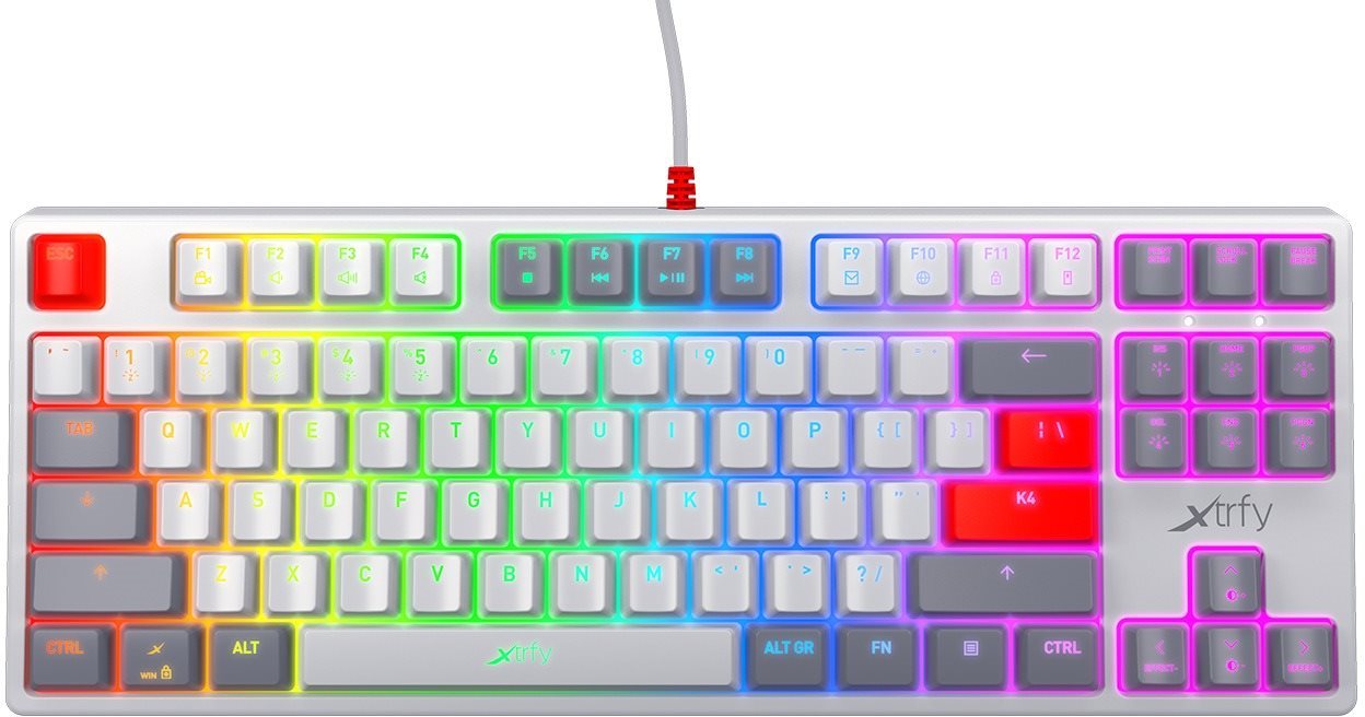 Xtrfy K4 TKL RGB, Kailh Red, Retro (US) Gaming Keyboard