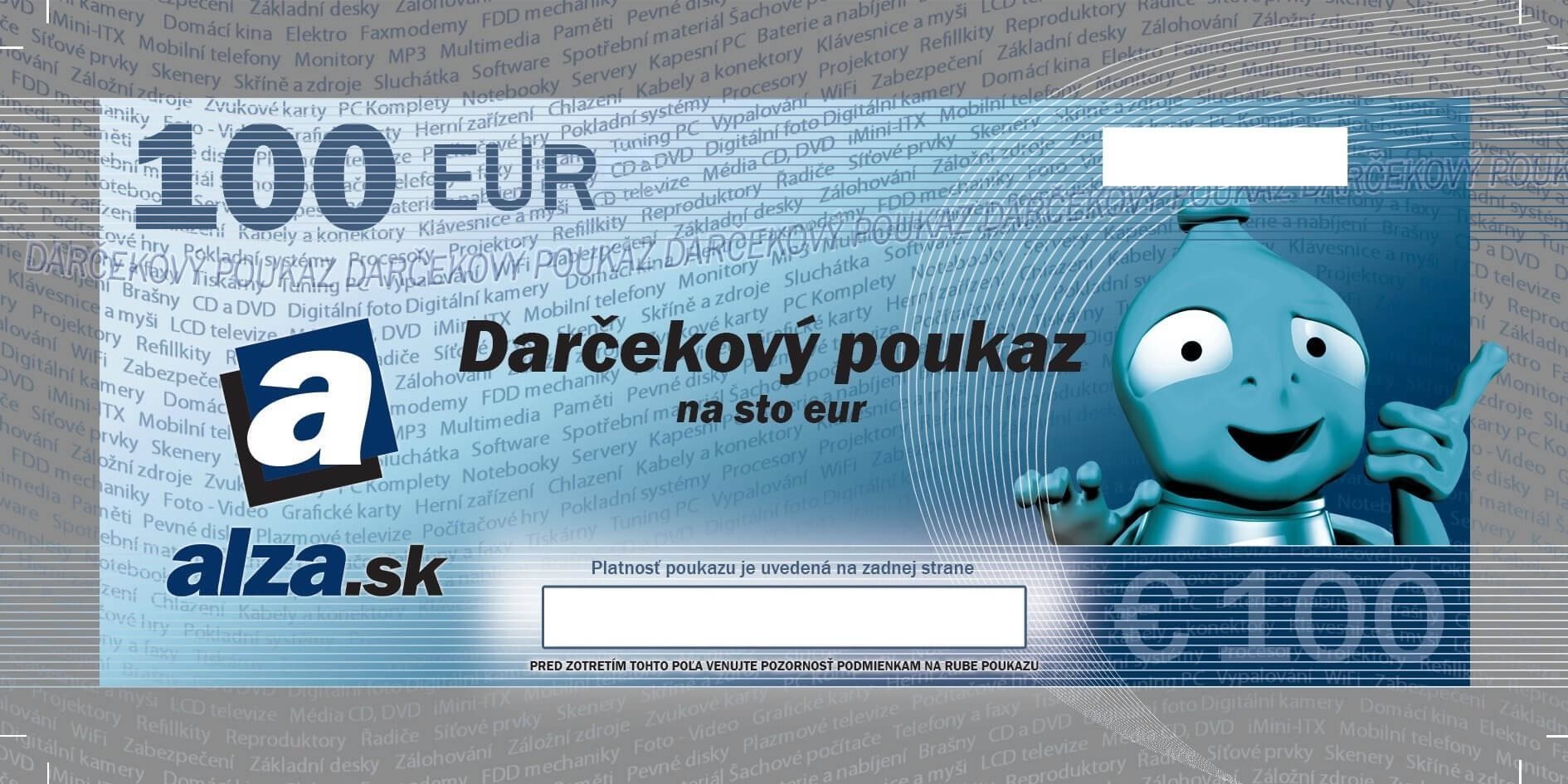 Darčekový poukaz Alza.sk na nákup tovaru v hodnote 100 € Tlačený...
