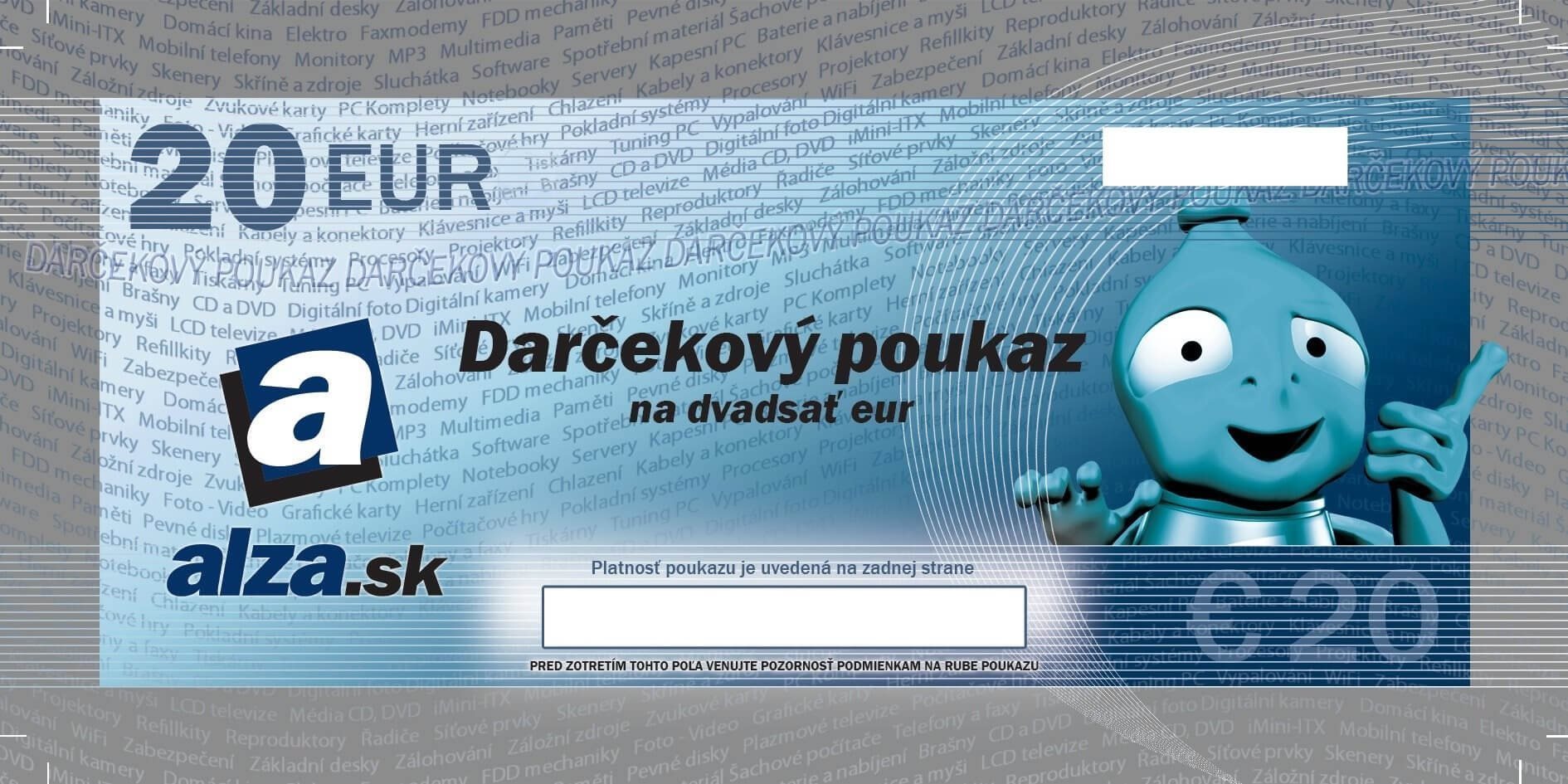 Darčekový poukaz Alza.sk na nákup tovaru v hodnote 20 € Tlačený...