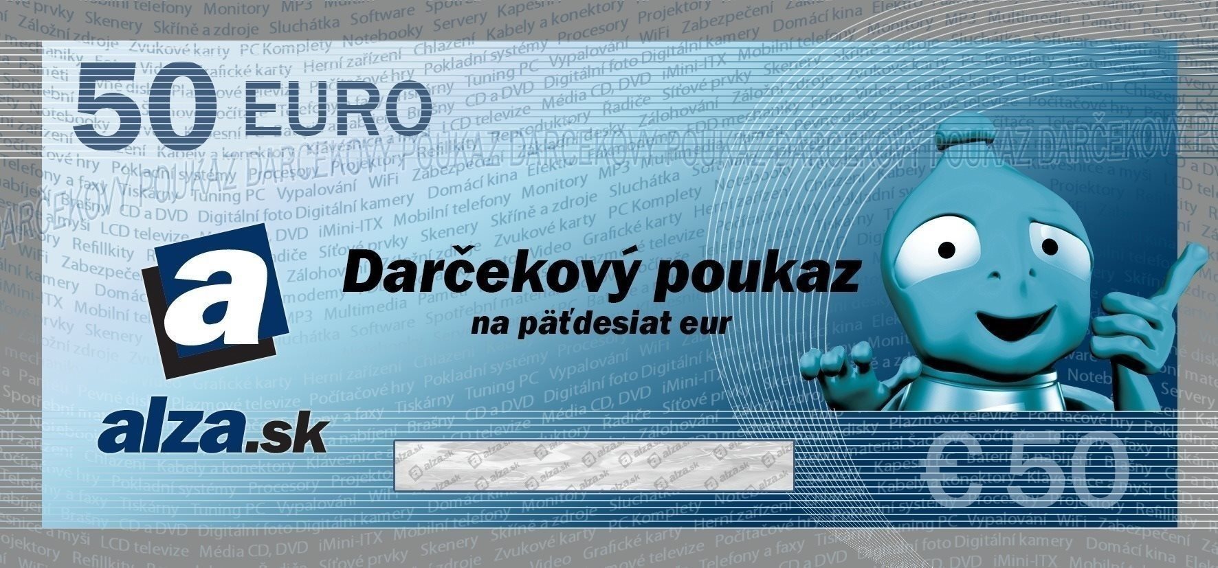 Elektronický darčekový poukaz Alza.sk na nákup tovaru v hodnote 50...