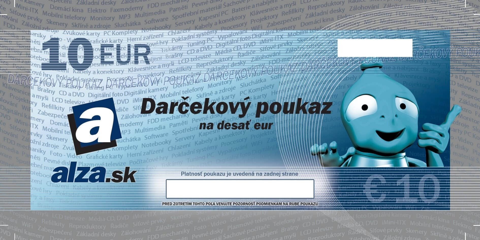 Darčekový poukaz Alza.sk na nákup tovaru v hodnote 10 € Tlačený...