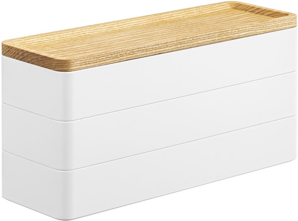 Yamazaki 3-poschodový úložný box Rin 5811, biely Úložný box