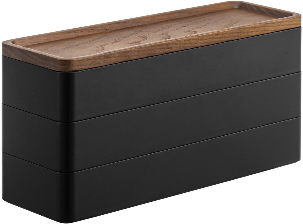 Yamazaki 3-poschodový úložný box Rin 5810, čierny Úložný box