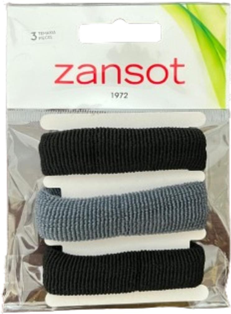Zansot Elastické gumičky do vlasov, tkanina, 3 ks, čierna + sivá...
