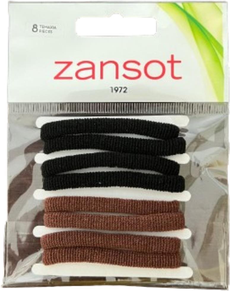 Zansot Elastické gumičky do vlasov, tkanina, 8 ks, čierna + hnedá...