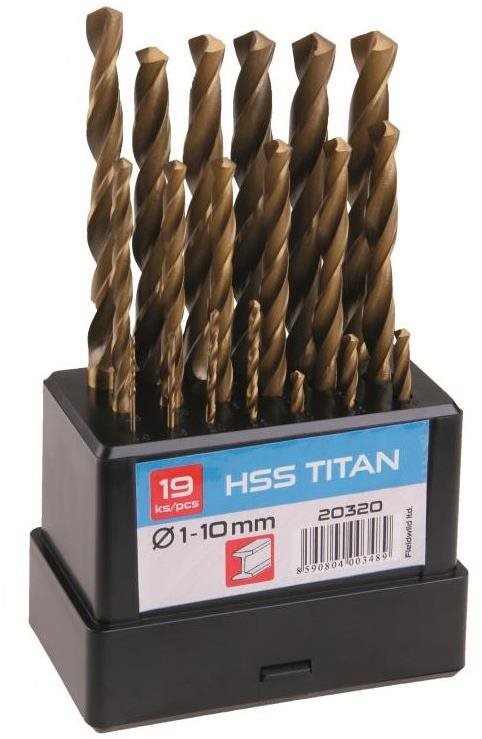 Vrták do kovu HSS TITAN, súprava, 1 – 10 mm,19 ks Sada vrtákov do...
