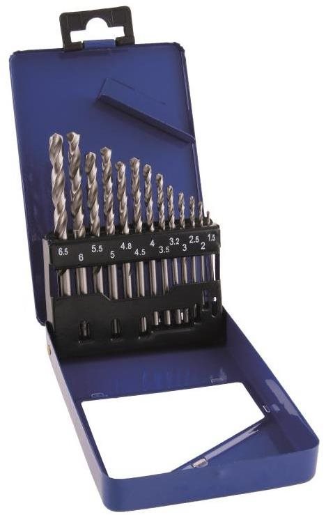 Vrták do kovu vybrusovaný, súprava, 1,5 – 6,5 mm, 13 ks Sada...