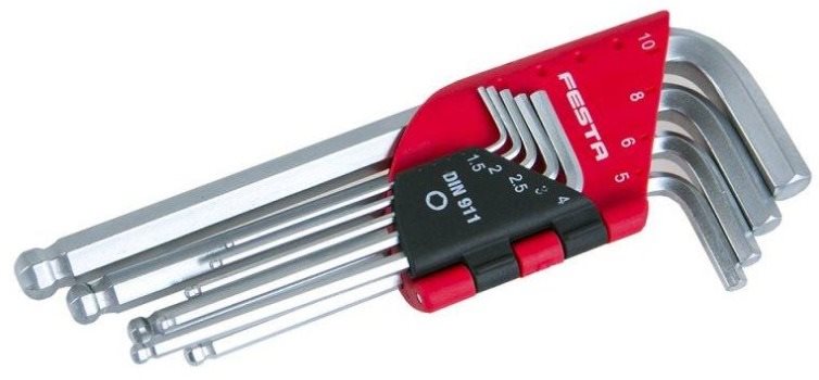 SET imbusů s kuličkou 1,5 - 10 mm, 9 ks, CrV, FESTA Sada imbusů