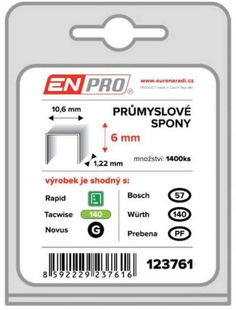 Spony PROFI, 345/06 mm, 1400 ks, blister, ENPRO Spony do sponkovačky
