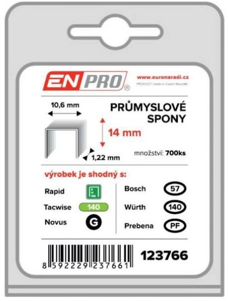 Spony PROFI, 345/14 mm, 700 ks, blister, ENPRO Spony do sponkovačky
