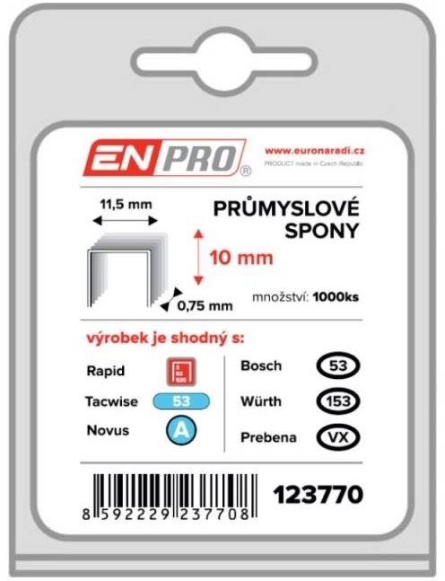 Spony PROFI, 530/10 mm, 1000 ks, ENPRO Spony do sponkovačky