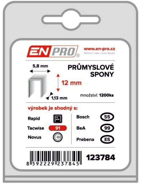 Spony PROFI, 343/12 mm, 1200 ks, ENPRO Spony do sponkovačky
