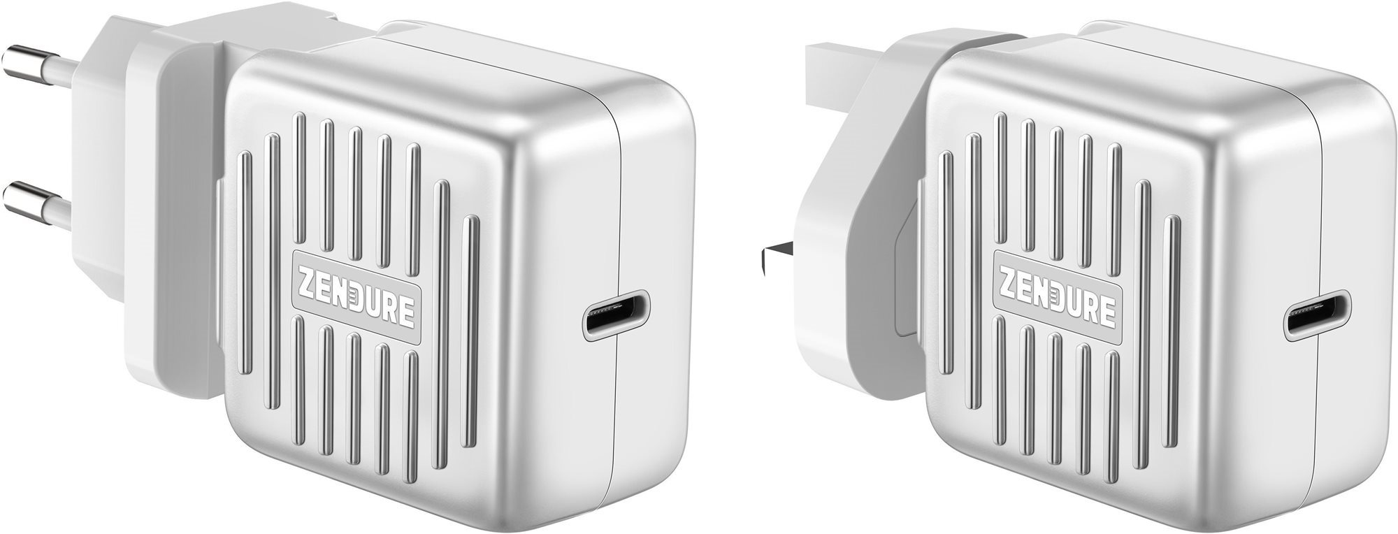 Zendure SuperPort 61W Wall Charger with US, UK, EU Plug Silver AC...