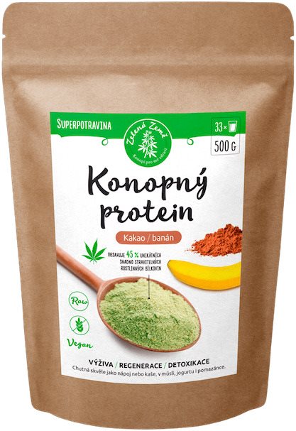 Zelená země Konopný protein 500g - kakao s banánem Protein