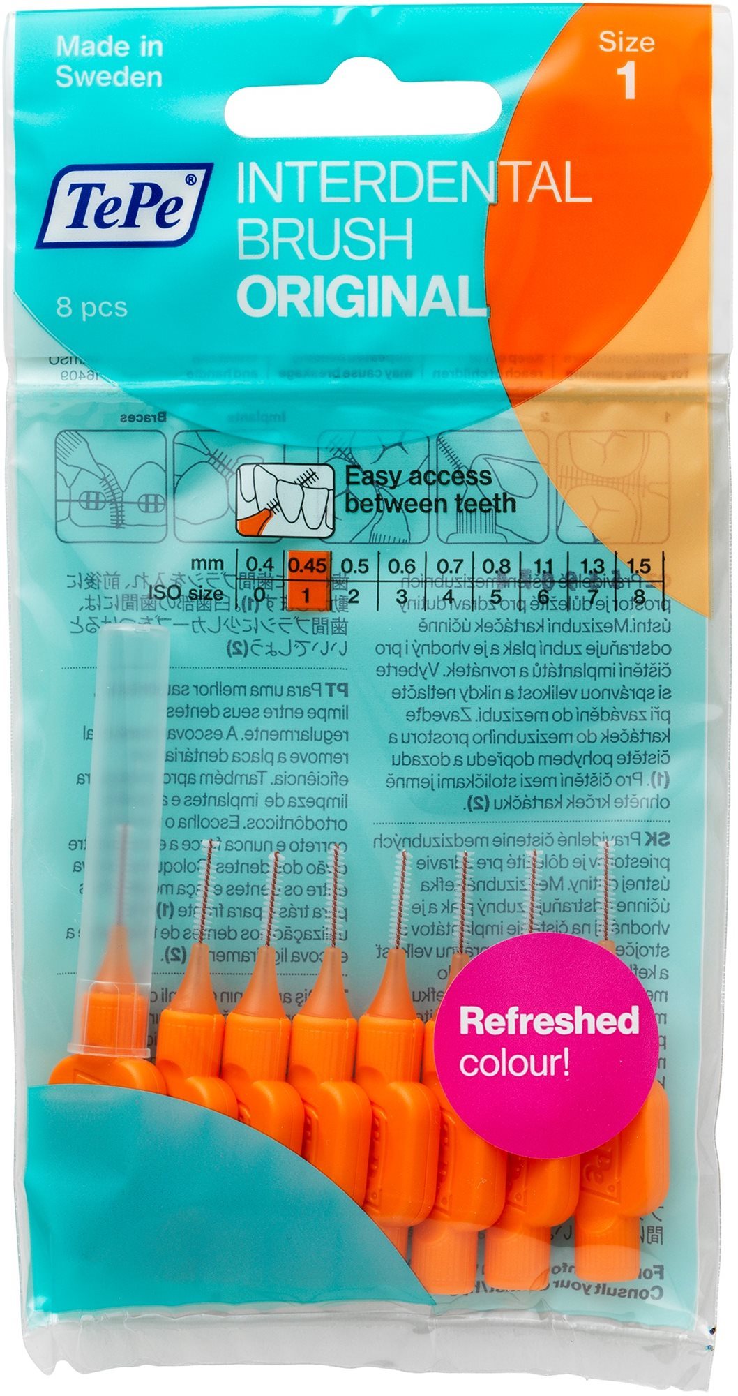 TEPE Medzizubné kefky 0,45 mm Normal - oranžové 8 ks Medzizubná kefka