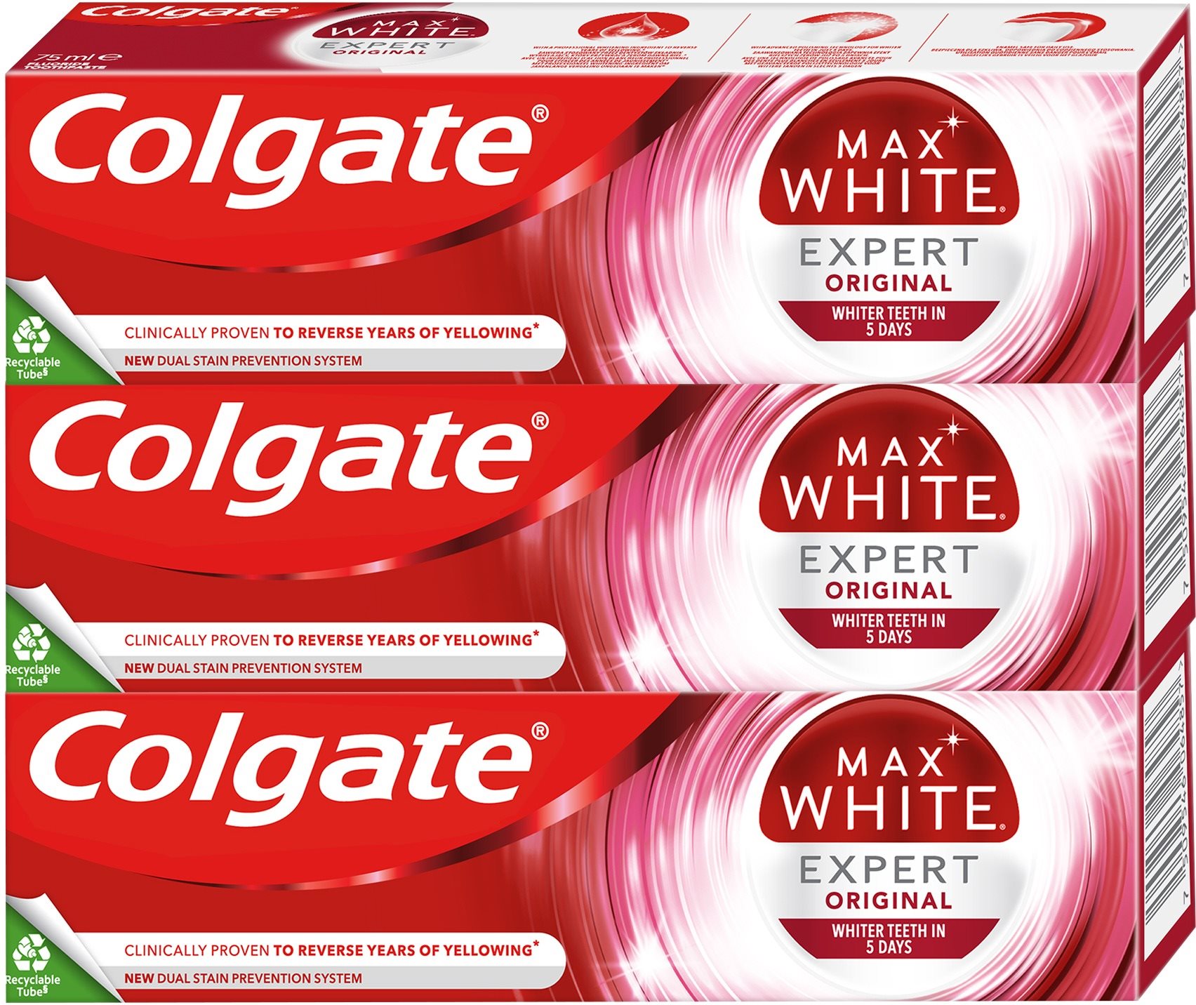 COLGATE Max White Expert Original 3× 75 ml Zubná pasta