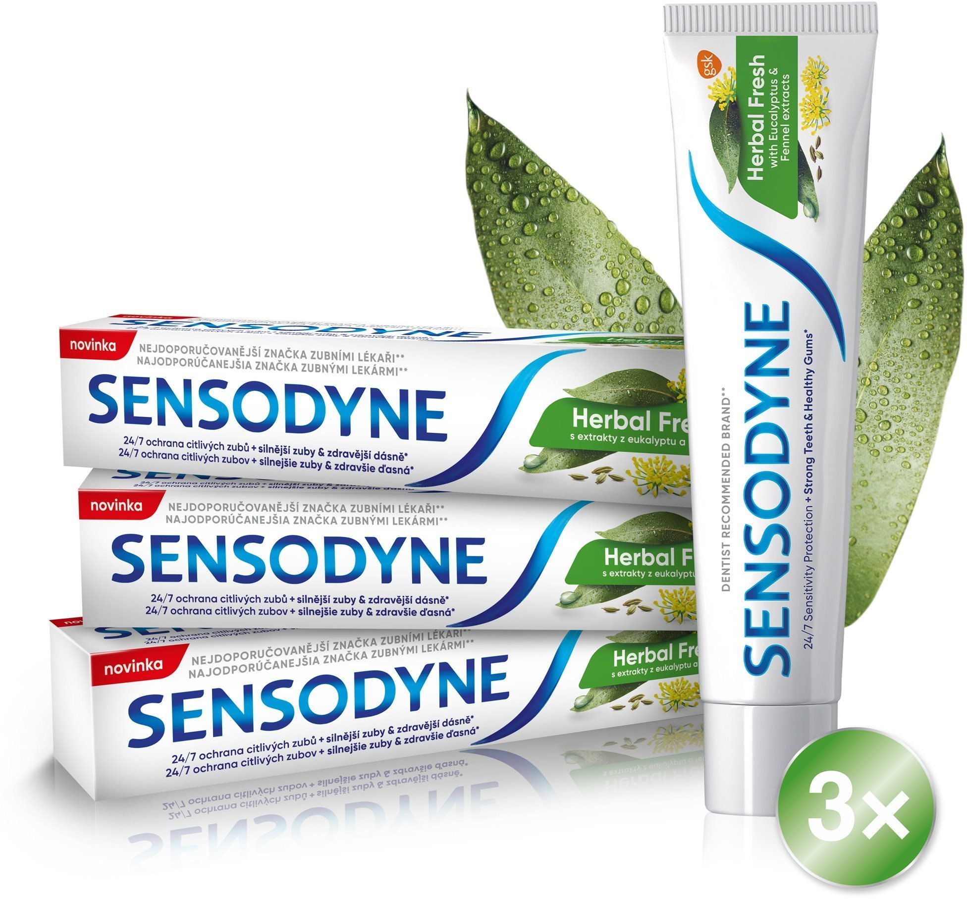SENSODYNE Herbal Fresh, 3× 75 ml Zubná pasta