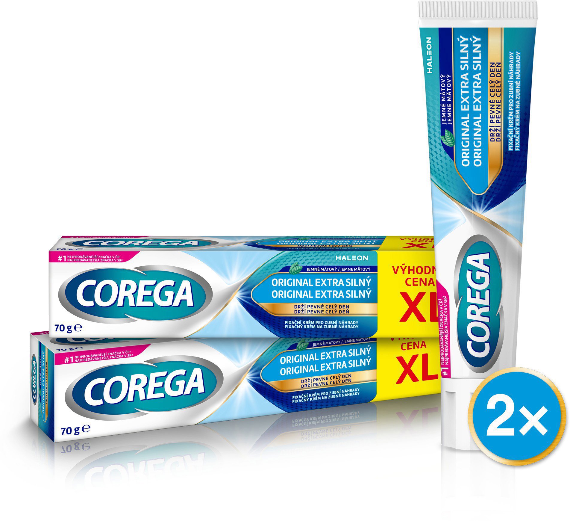 COREGA OM Na zubnú náhradu Original extra silný XL 2× 70 g Lepidlo...