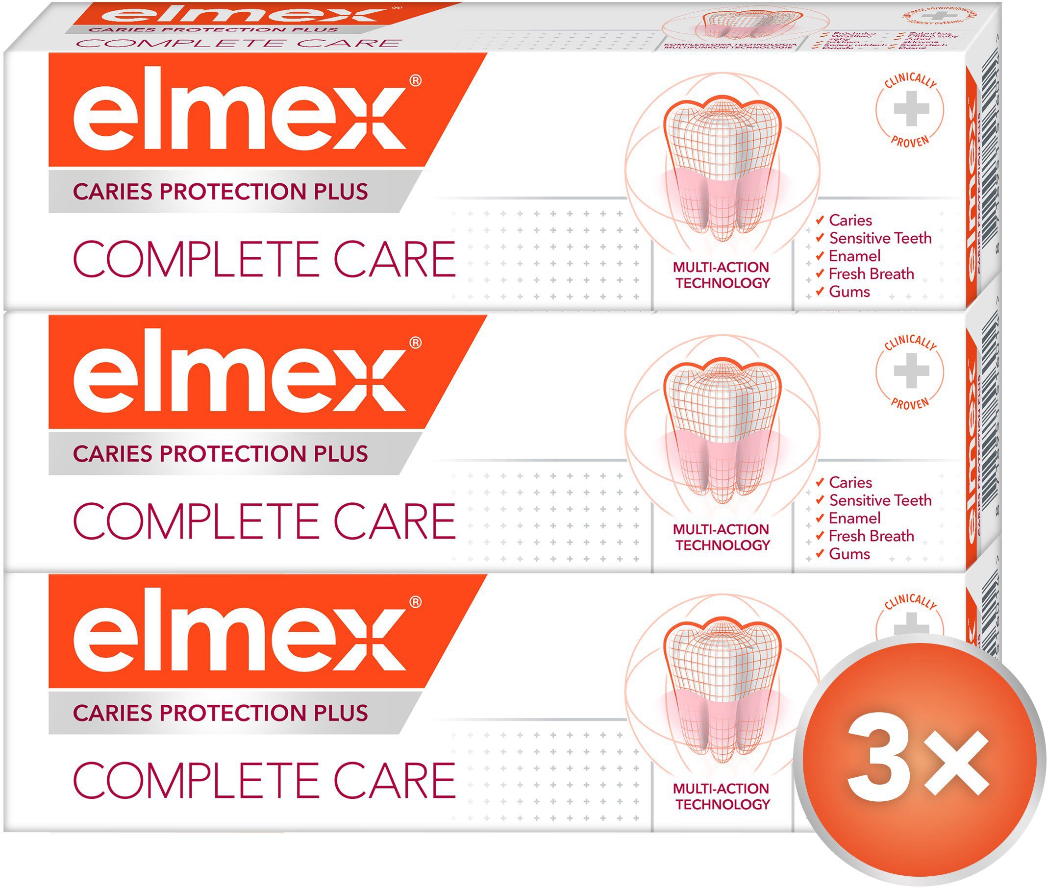 ELMEX Caries Protection Plus Complete Care 3× 75 ml Zubná pasta