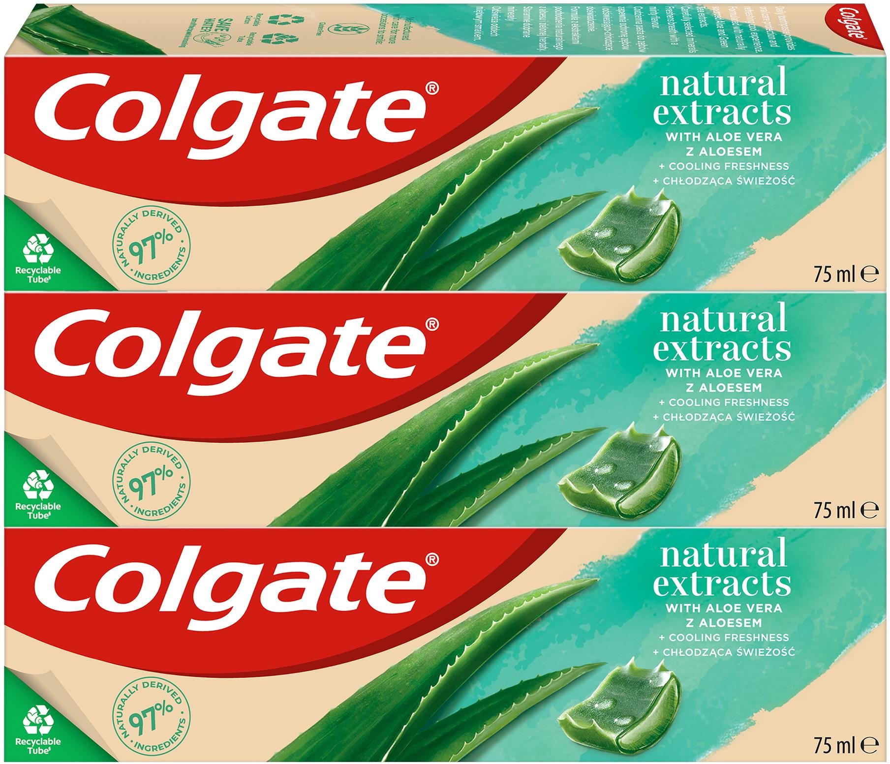 COLGATE Natural Extracts Aloe Vera 3× 75ml Fogkrém