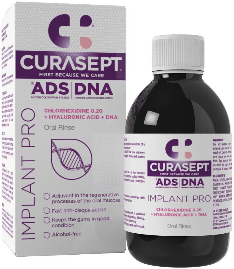 CURASEPT ADS DNA IMPLANT PRO 0,20% CHX 200 ml Szájvíz