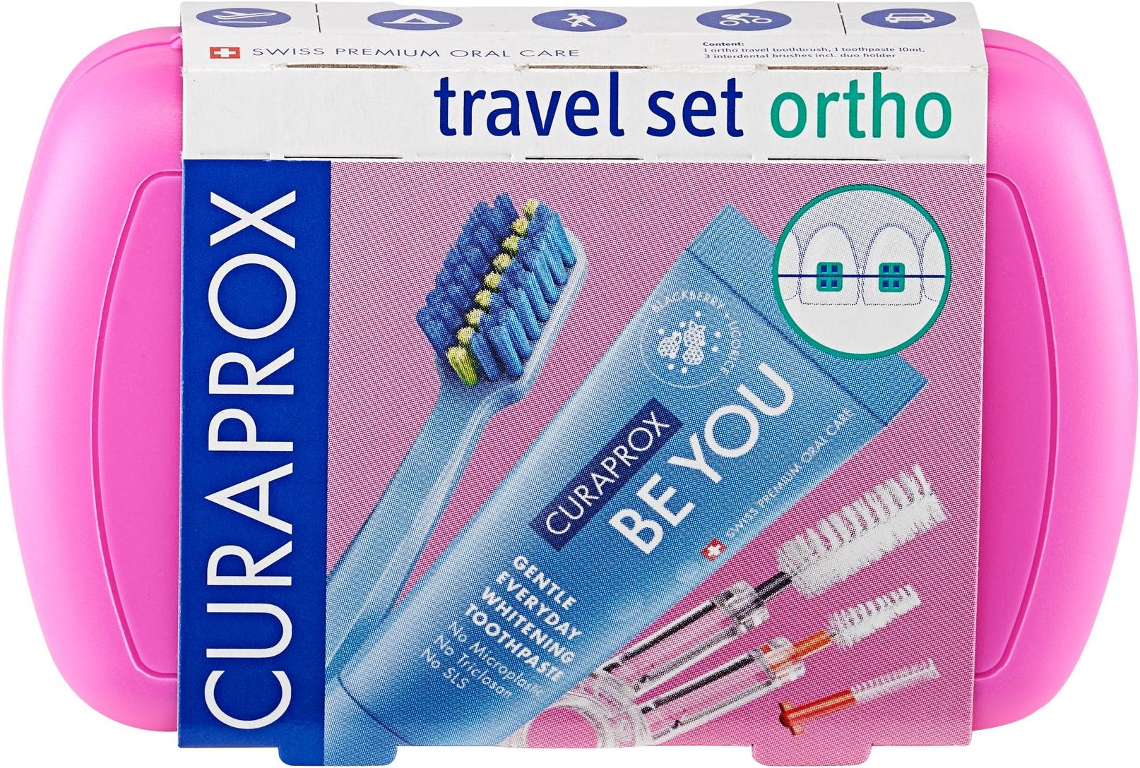 CURAPROX Travel Set Ortho, rózsaszín Szájápolási készlet