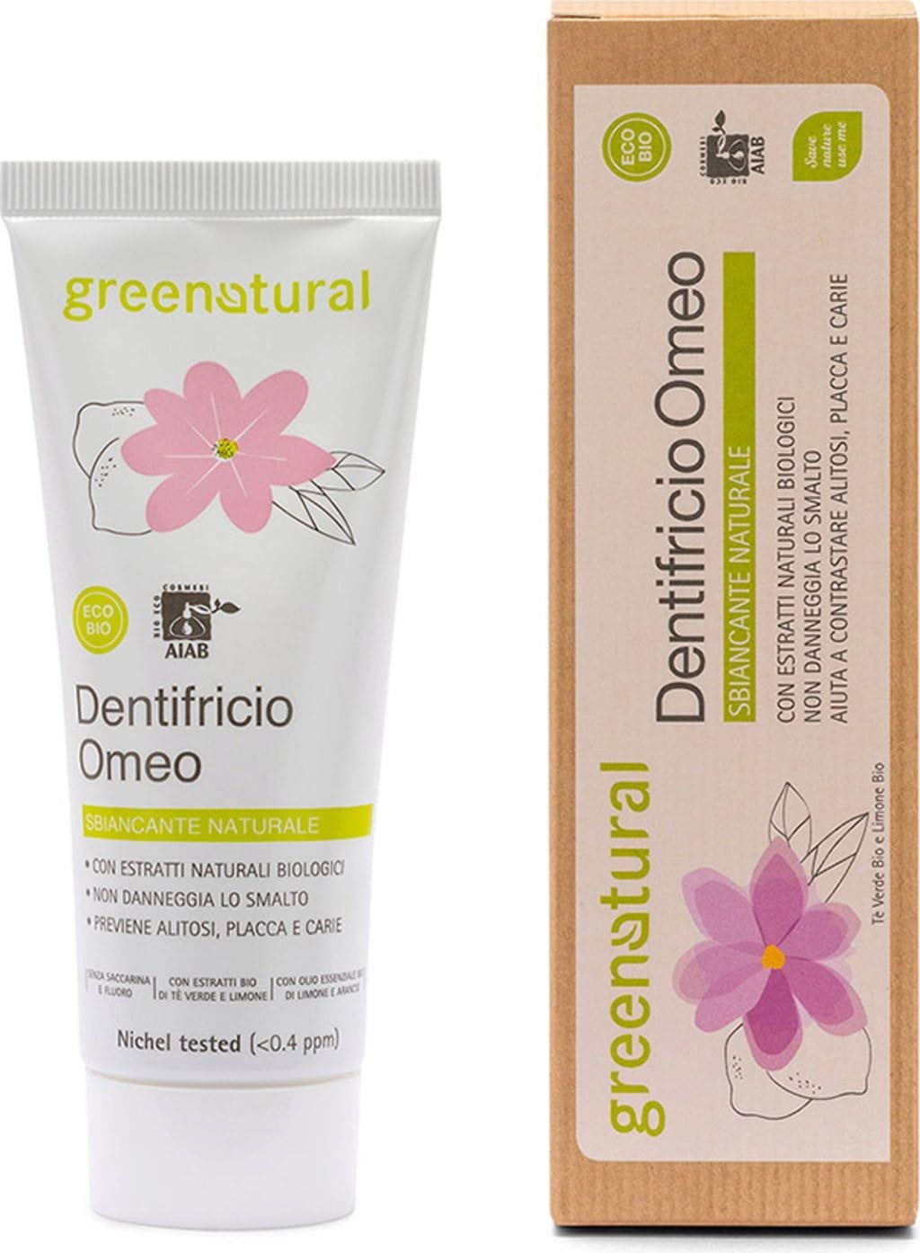 GREENATURAL Homeopatická zelený čaj a citrón Bio 75 ml Zubná pasta