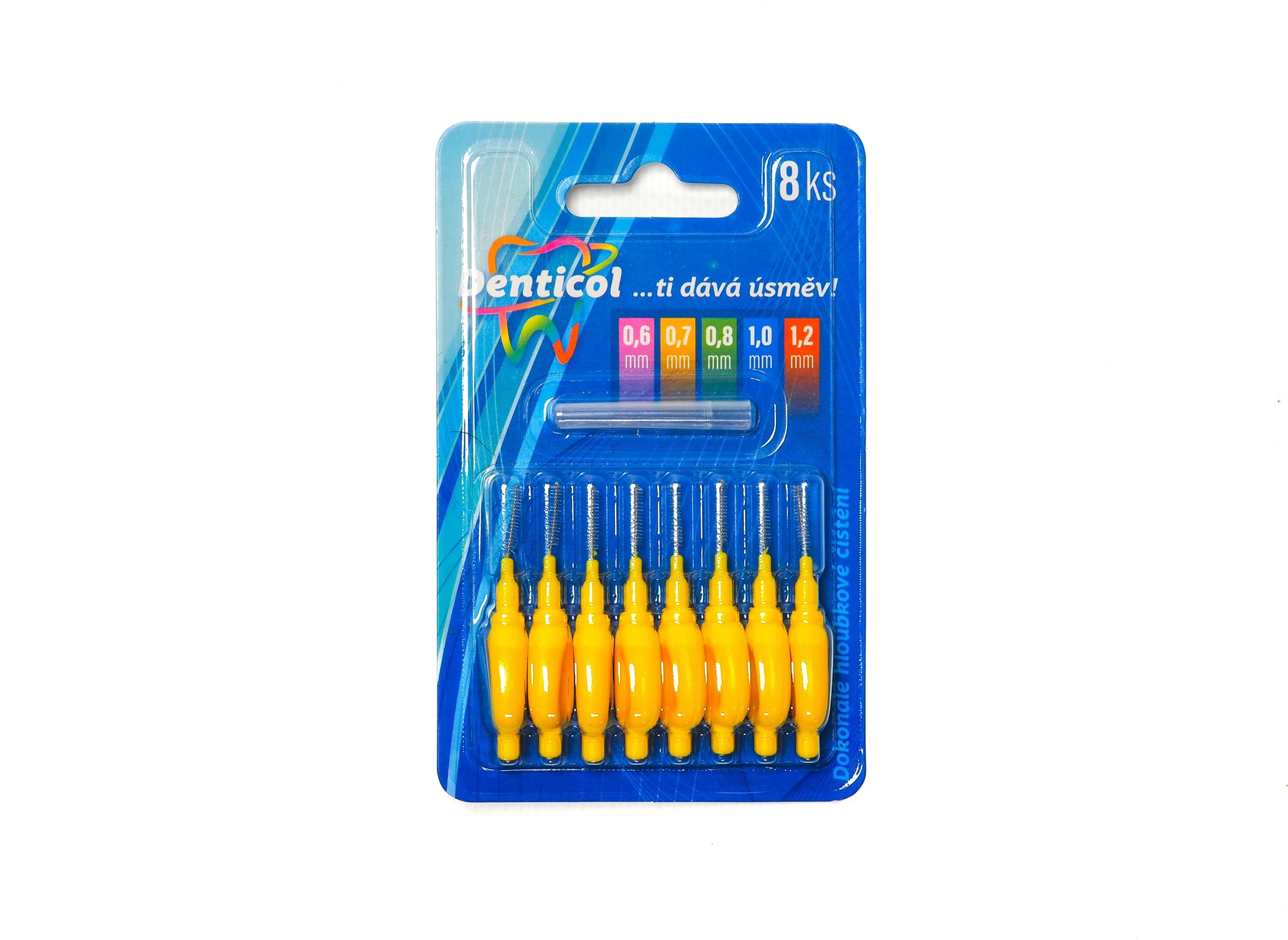 DENTICOL P01 veľ. 0,7 mm, s plochou rukoväťou, 8 ks Medzizubná kefka