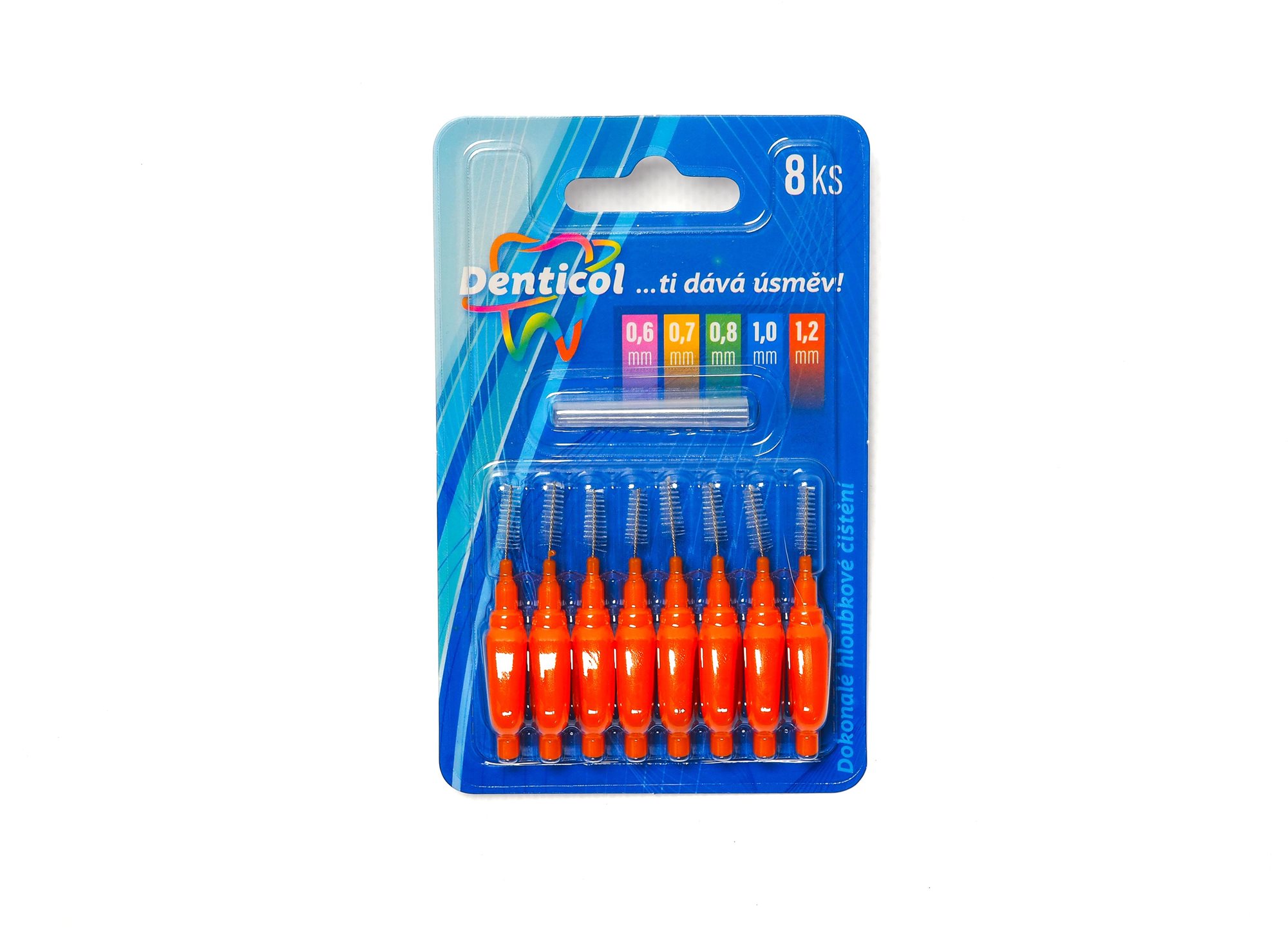 DENTICOL P01 veľ. 1,2 mm, s plochou rukoväťou, 8 ks Medzizubná kefka